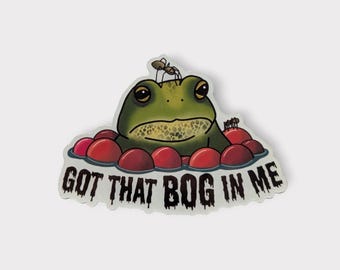 Cranberry Bog Frog and Spider Sticker: Fall Decor, Laptop Water Bottle Accessories