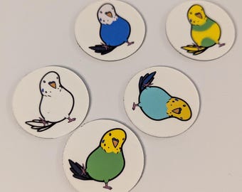 Tiny Budgie Magnets - 5 Pack | Parakeet Lover Gifts