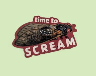 Funny Cicada Sticker: Time to Scream, Entomology Gift
