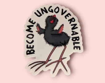 Ungovernable Bird Sticker | Pukeko Homestead Baby Bird, Gifts for Bird Nerds, Original Design Laptop Decorations