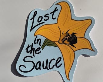 Lost in the Sauce Bee Sticker: Entomology Gift, Water Bottle Decal, Bug Puns