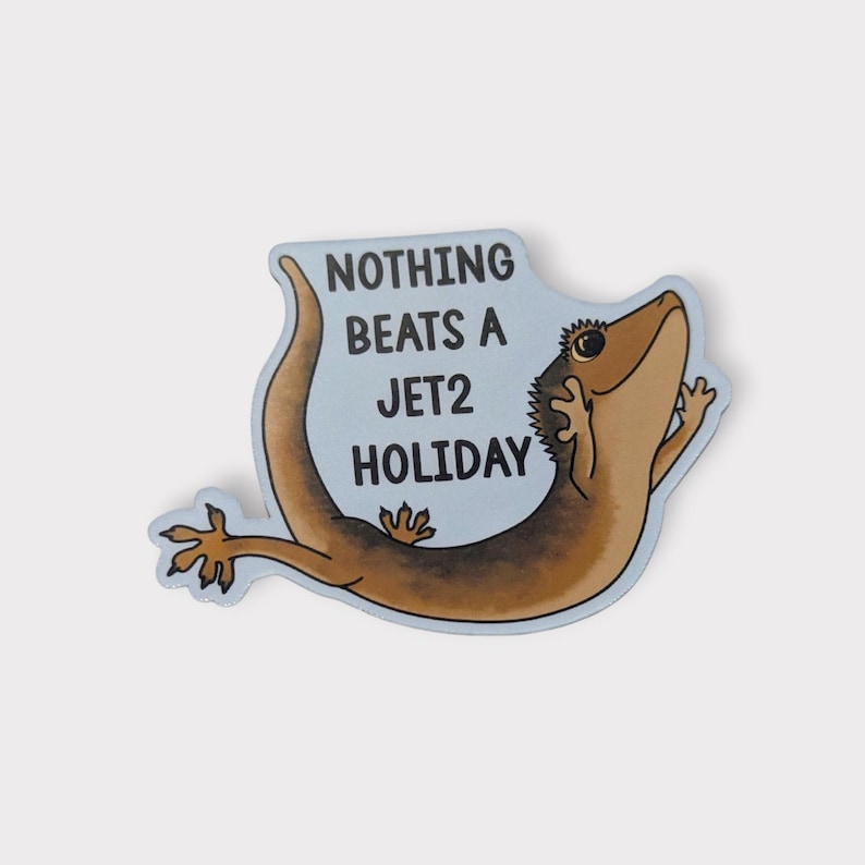 Jet2 Holiday Gecko Sticker: Reptile Lover Gift, Crested Gecko Meme - Etsy