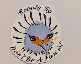 Beauty Tip Sticker | Secretary Bird, Gifts for Bird Nerds, Original Design Laptop Decorations, Current Events, Fancy Animal Art