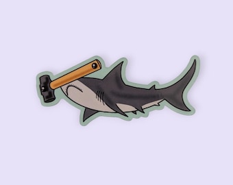 Hammerhead Shark Sticker: Funny Sledgehammer Design, Ocean Lover Gift