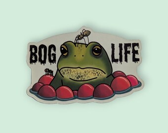 Bog Life Sticker: Fall Frog and Spider Decor, Laptop Water Bottle Accessories