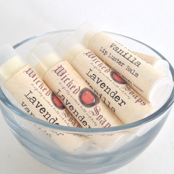 Lavender Vanilla Lip Balm . Cocoa Butter Beeswax Lip Balm Tube by WickedSoaps