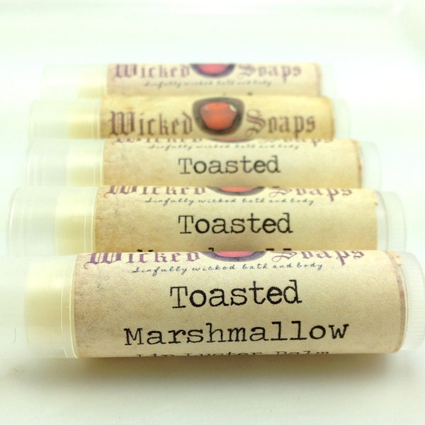 Lip Balm - Toasted Marshmallow Lip Balm - Cocoa Butter Beeswax Lip Balm by WickedSoaps