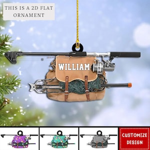 Personalized Fishing Bag Ornaments, Custom Fishing Tackle Ornament, Fishing Rob Hanging Ornament, Fisherman Christmas Gift, Xmas Decor