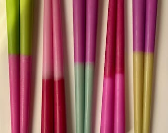 Handmade Two-Tone Taper Candles | Beeswax | Modern Dinner Decor Set of 2