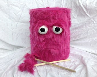 Kids Drum - Furry Pink Handmade Eco-Friendly Durable Fun Coolest Marching Puppet Drum For Kids 'BOOM BUDDY'