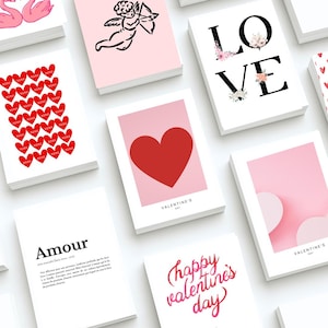 22 impressions numériques de Saint-Valentin - Ensemble de cartes romantiques, décoration murale Girly - Posters imprimables, pour cadeaux