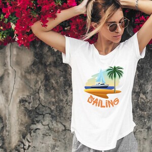 Sailing Boat T-Shirt | Nautical Palm Tree Tee | Perfect Gift for Sailing Lovers