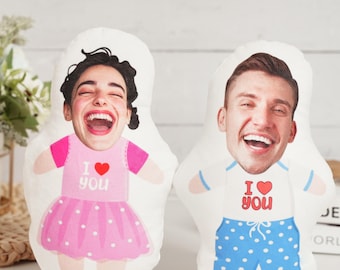 Custom Valentine's Day Photo Pillow, Personalized Face Humanoid Cushion, Couple Pillow, Funny Gift for Boyfriend