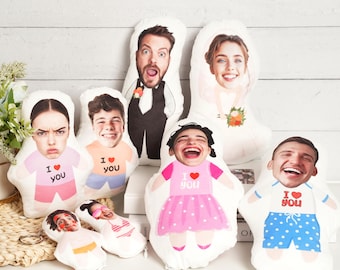 Personalized Photo DIY Humanoid Cushion, Custom Face Pillow from Photo, Picture Pillow, Funny Unique Gift for Birthday, Couples, or Wedding