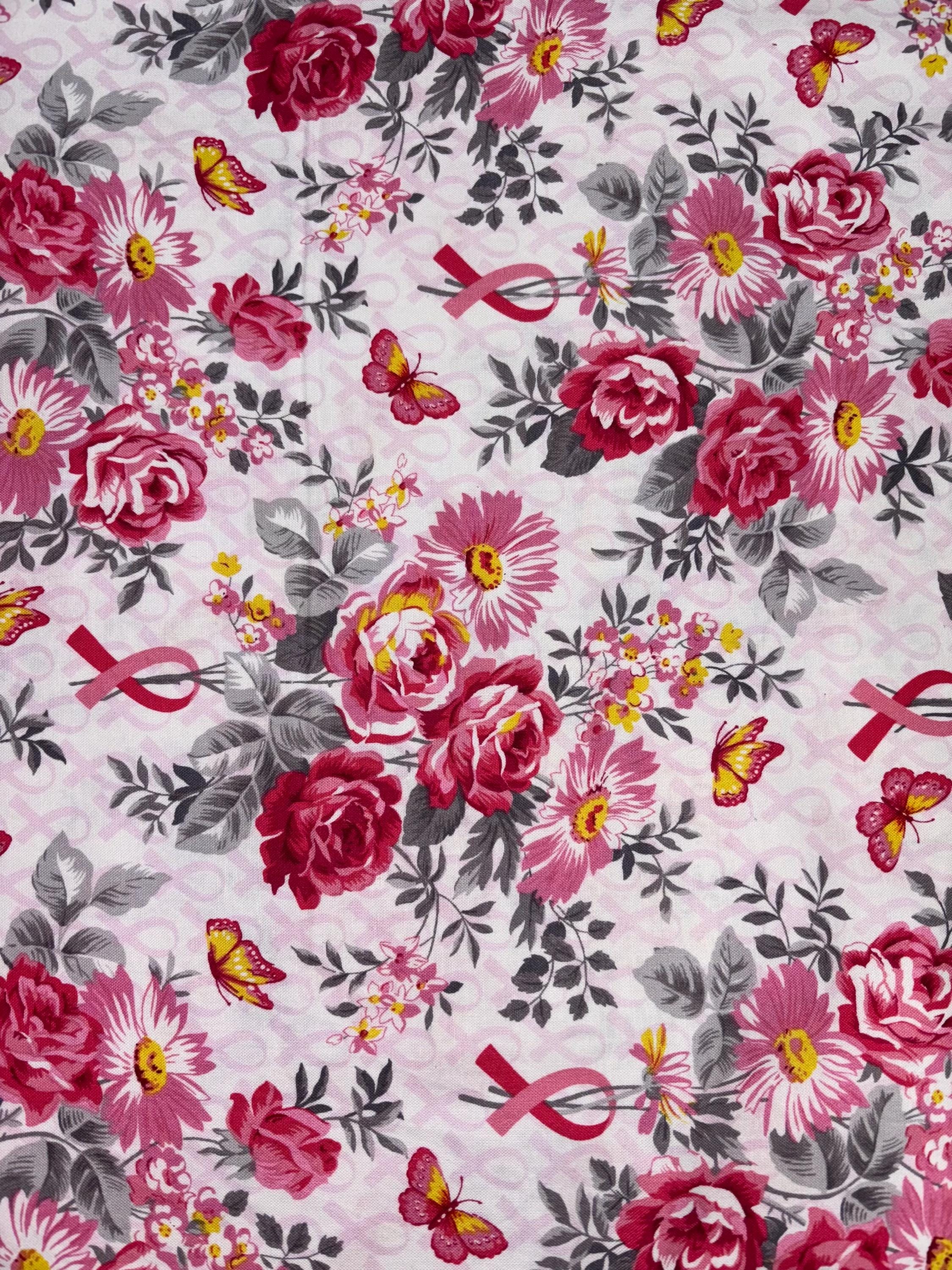 Pink Ribbon Fabric, Breast Cancer Awareness Cotton Fabric by Windham (1 ...