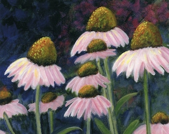 Lámina artística de equinácea rosa – Flor de jardín de Maine, regalo para el Día de la Madre