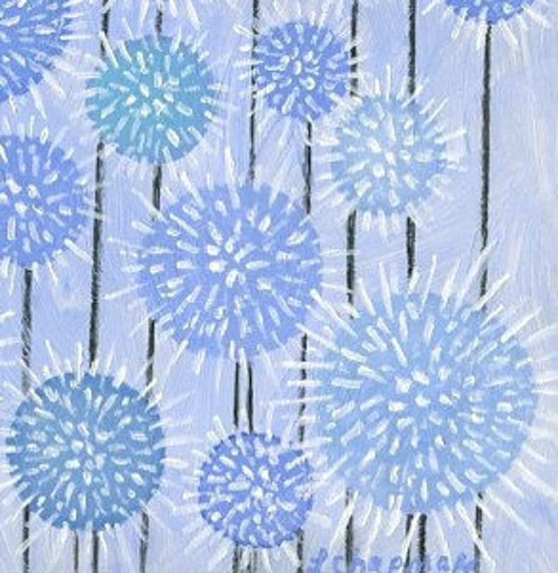 Blue Thistles Painting Blue Globe Thistles Painting Maine Etsy