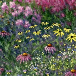 Impressionist Flower Garden Art Print – Maine Cottage Landscape immagine 2