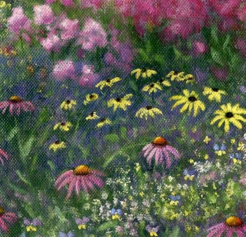 Impressionist Flower Garden Art Print – Maine Cottage Landscape immagine 2
