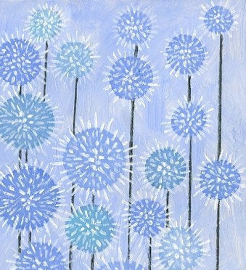 Blue Thistles Painting Blue Globe Thistles Painting Maine Etsy