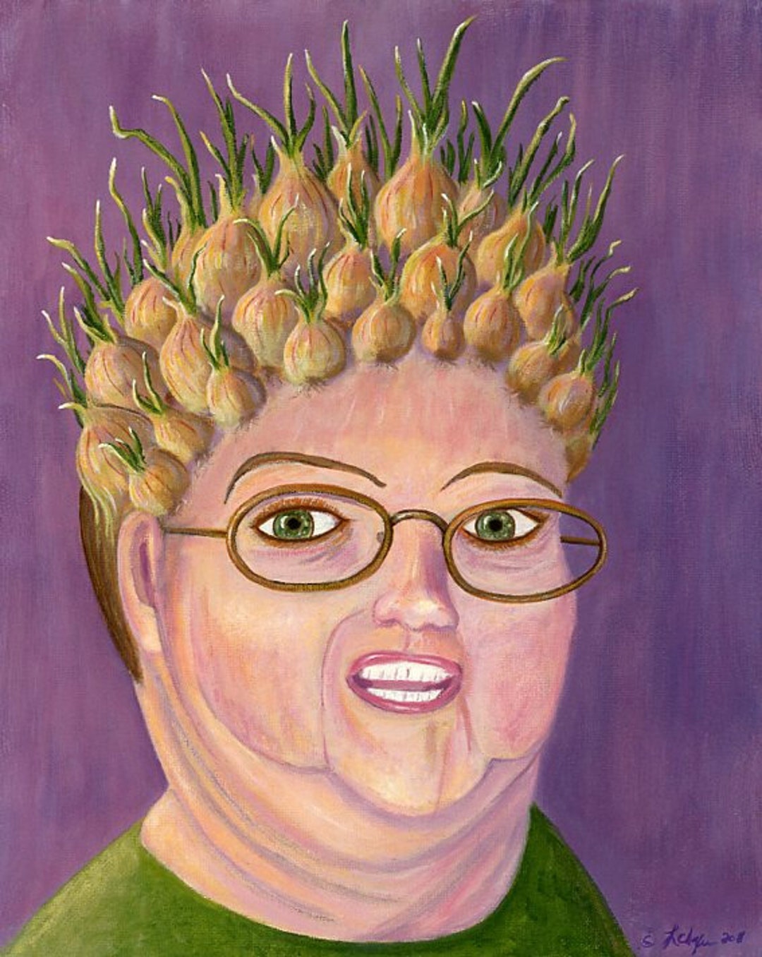 Vegetable Head Art Print Vegetable Art Print Folk Art Print Funny Folk