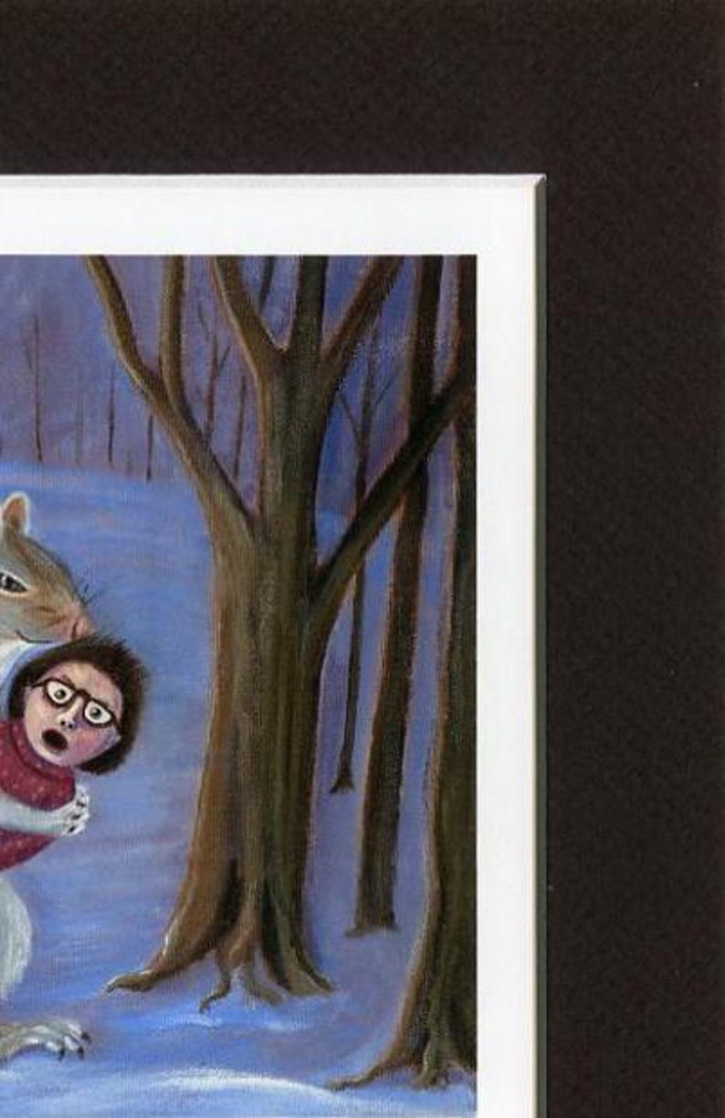 Funny Squirrel art - Woodland animals - Matted Art Print image 8