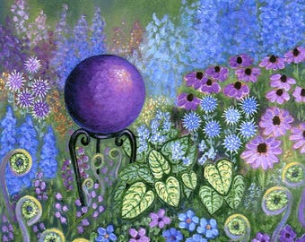 Purple Gazing Ball Art Print – Maine Cottage Garden