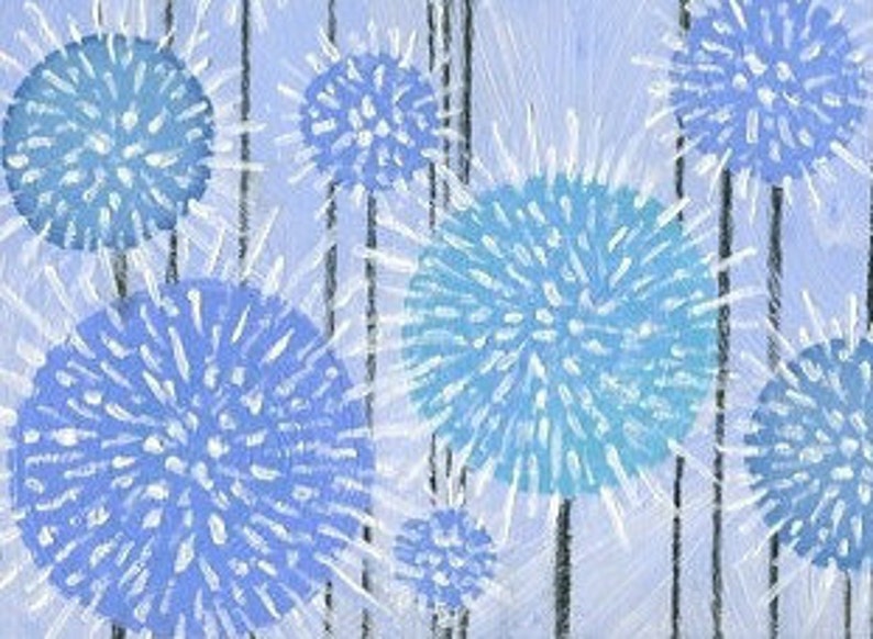 Blue Thistles Painting Blue Globe Thistles Painting Maine Etsy