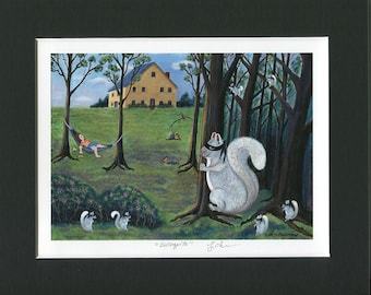 Squirrel Art – Matted Print - Incognito