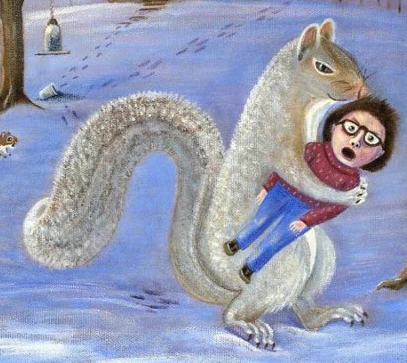 Funny Squirrel Art Print Funny Animal Painting 8 X 10 Etsy