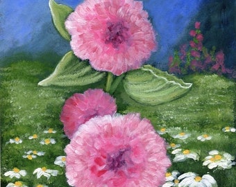 Pink Hollyhock Art Print – Maine Garden Flowers