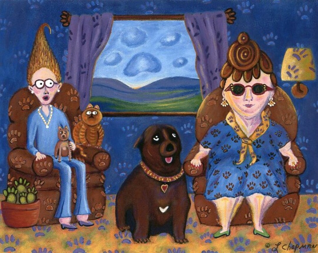 Funny Dog Art Print Funny Animal Art Print Funny Folk Art Print