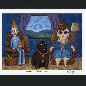 Funny Dog Art Print - Dog Art Print - Illustration Print -Fashion Faux Paw Print - Small Wall Art - Folk Art Print  -  Matted  Print