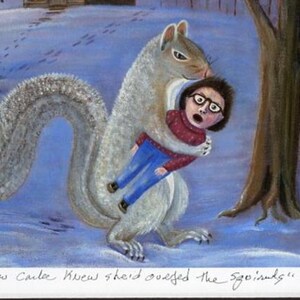 Funny Squirrel art - Woodland animals - Matted Art Print image 9