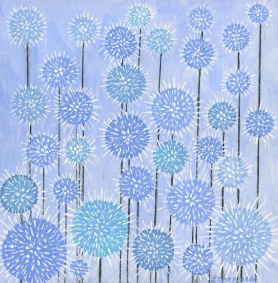 Blue Thistles Painting Blue Globe Thistles Painting Maine Etsy