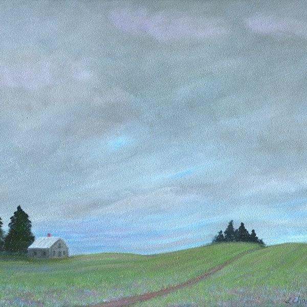 Country Landscape - Maine Country Landscape - Maine Farm Landscape - Evening Sky Landscape - Great Gift - Original Acrylic