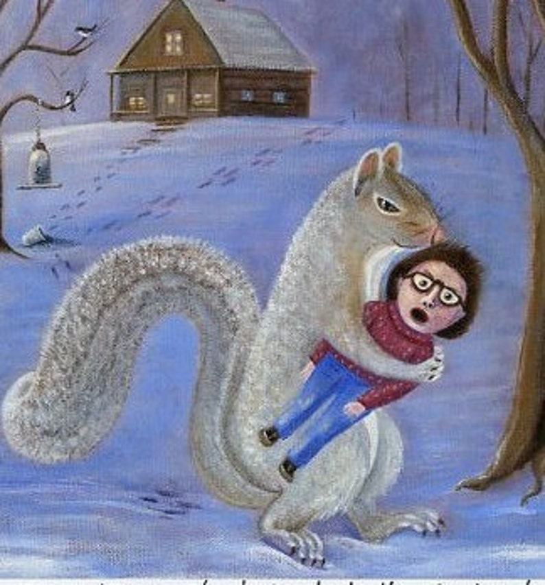 Funny Squirrel Art Print Funny Animal Art Print Funny Woodland Art