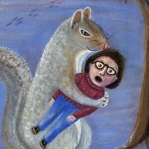 Funny Squirrel art - Woodland animals - Matted Art Print image 4