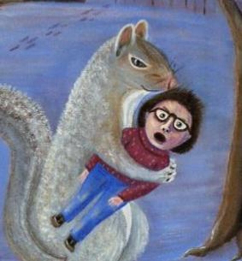 Funny Squirrel art - Woodland animals - Matted Art Print image 4