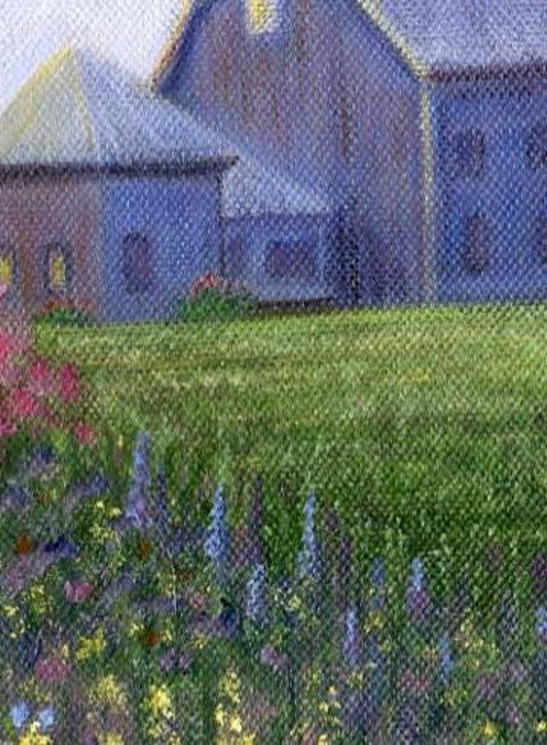 Impressionist Flower Garden Art Print – Maine Cottage Landscape immagine 8