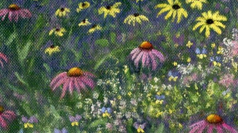 Impressionist Flower Garden Art Print – Maine Cottage Landscape immagine 6