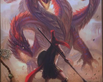 Hydra Sparta | Illustration | Handmade | Print | Poster | Postcard | Fantasy | Wall Art | 8.3" x 12"