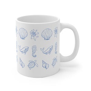 Ocean Theme Mug - Beach Lover Coffee Cup, Coastal Theme Tea Mug, Summer Vibes Drinkware, Nautical Gift Idea, Sea Life Kitchen Decor