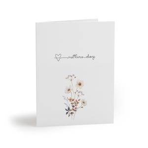 Cartes de fête des mères, cartes de voeux florales minimalistes, notes manuscrites