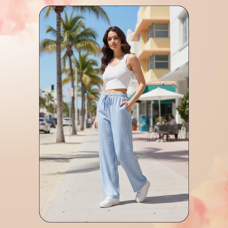 Wide Leg Lounge Trousers Sewing Pattern: Elastic Drawstring Waist (XS–3XL) – PDF