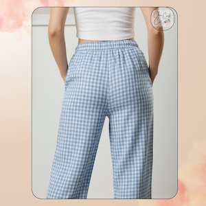 Wide Leg Lounge Trousers Sewing Pattern: Elastic Drawstring Waist (XS–3XL) – PDF