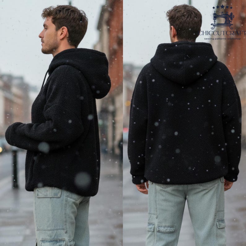 Oversized Sherpa Hoodie Sewing Pattern: Unisex Winter Pullover (PDF Pattern, Sizes XS–3XL)