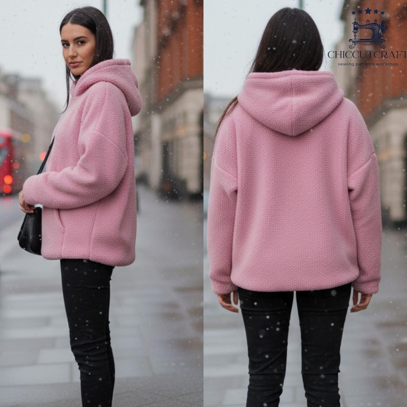 Oversized Sherpa Hoodie Sewing Pattern: Unisex Winter Pullover (PDF Pattern, Sizes XS–3XL)