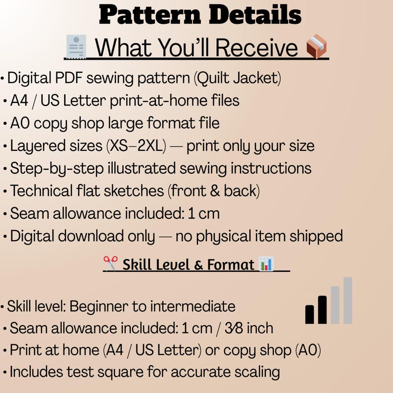 Quilt Jacket Sewing Pattern: Patchwork Chore Coat (XS–2XL) PDF.