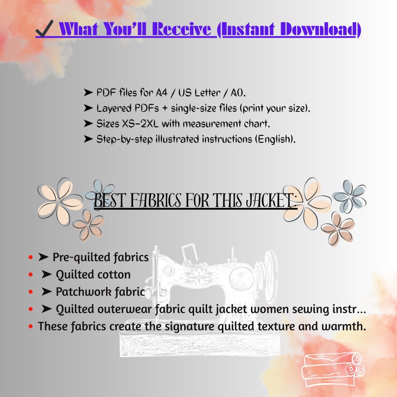 Quilt Jacket Sewing Pattern: Patchwork Chore Coat (XS–2XL) PDF.